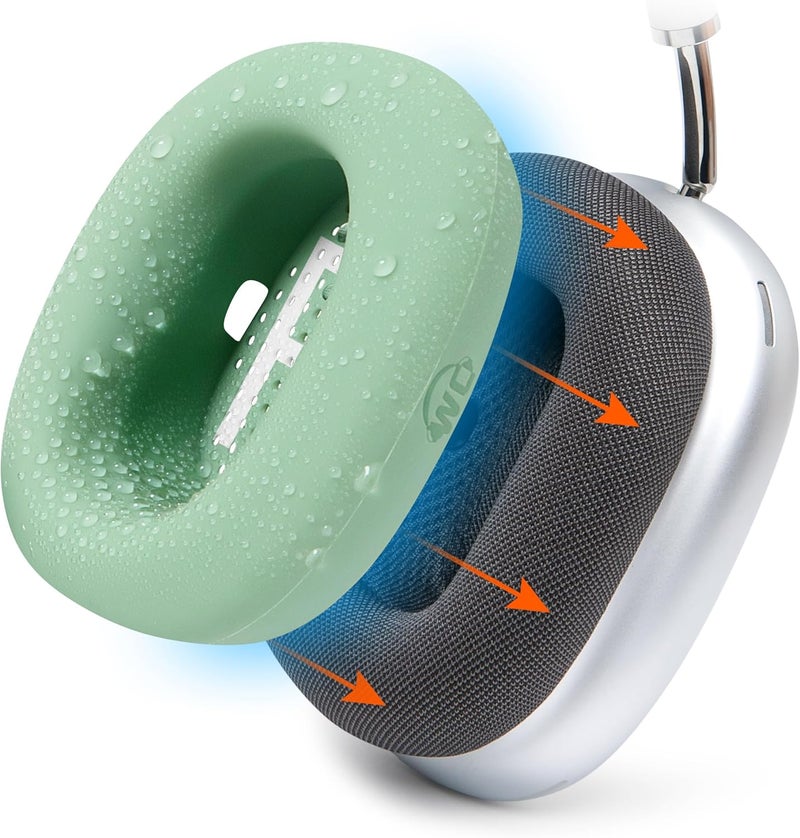 WC SweatZ Max - Protective Earpad Covers for Airpods Max Made by Wicked Cushions | Sweatproof & Easily Washable | Full Earpad Sweat Protection | Green - Image 1