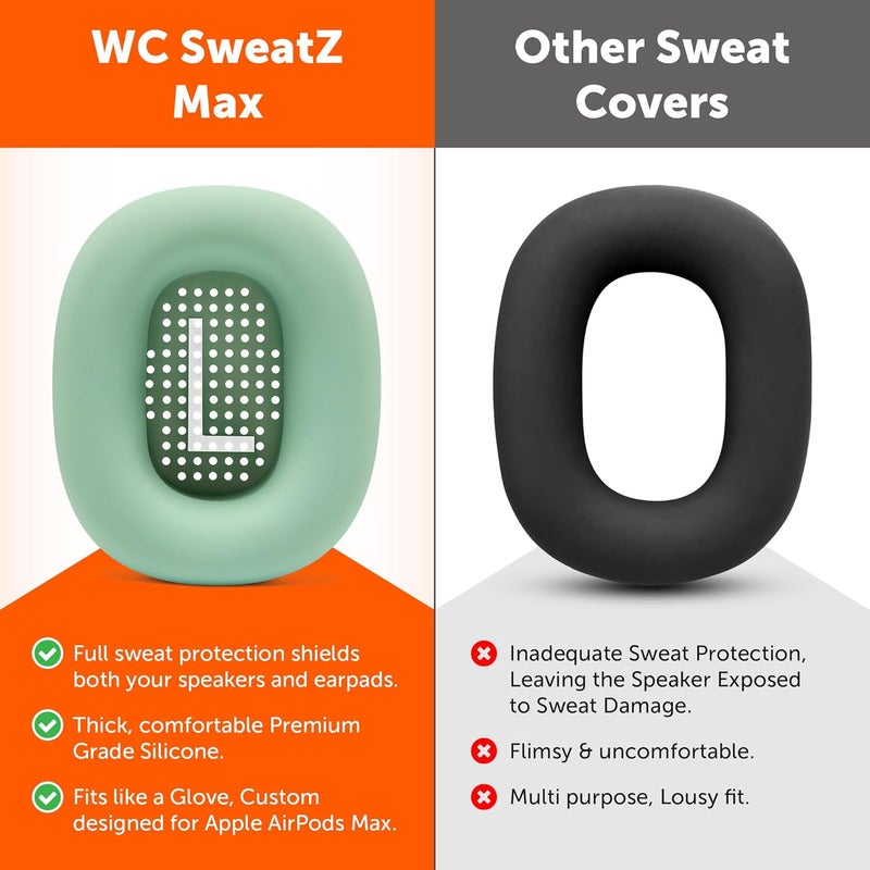 WC SweatZ Max - Protective Earpad Covers for Airpods Max Made by Wicked Cushions | Sweatproof & Easily Washable | Full Earpad Sweat Protection | Green - Image 4