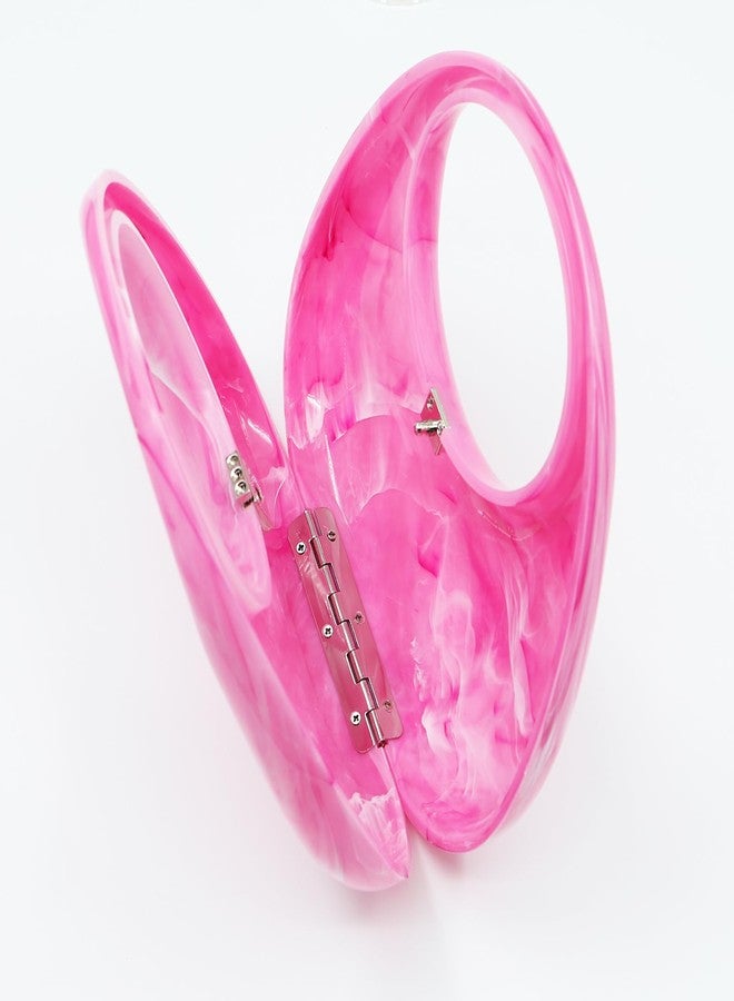 QTKJ Clutch Purses for Women, Hot Pink Evening Bag, Marble Veining Acrylic Tote Bag, Small Tote Bag, Handbags for Wedding, Prom, Parties, Travel - Image 4