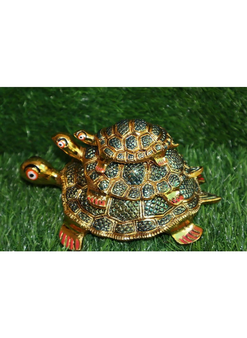Salvus App SOLUTIONS - Salvus APP SOLUTIONS Metal Handmade Turtle/Tortoise Feng Shui Showpiece for Home Decoration, Perfect for Pooja, Bring Positive Energy, Set of 1_3 PCs (Blue & Gold) - Image 1