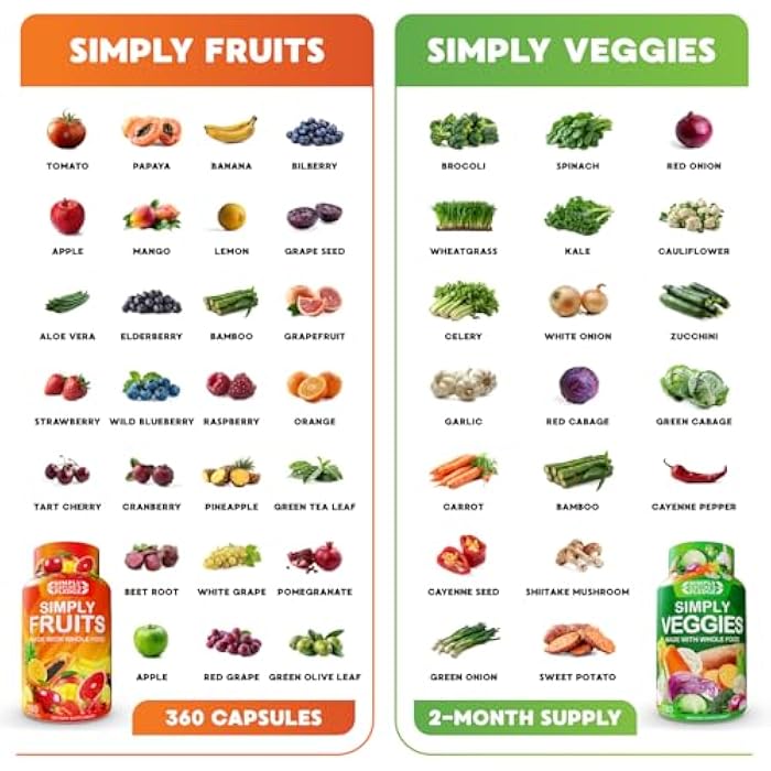 Simply Nature's Pledge -Packed with 42 Different Fruits & Vegetables - Made with Whole Food Superfoods - with Aloe Vera – 100% Soy Free -2 Month Supply- 180 Count (Pack of 2) - Image 3