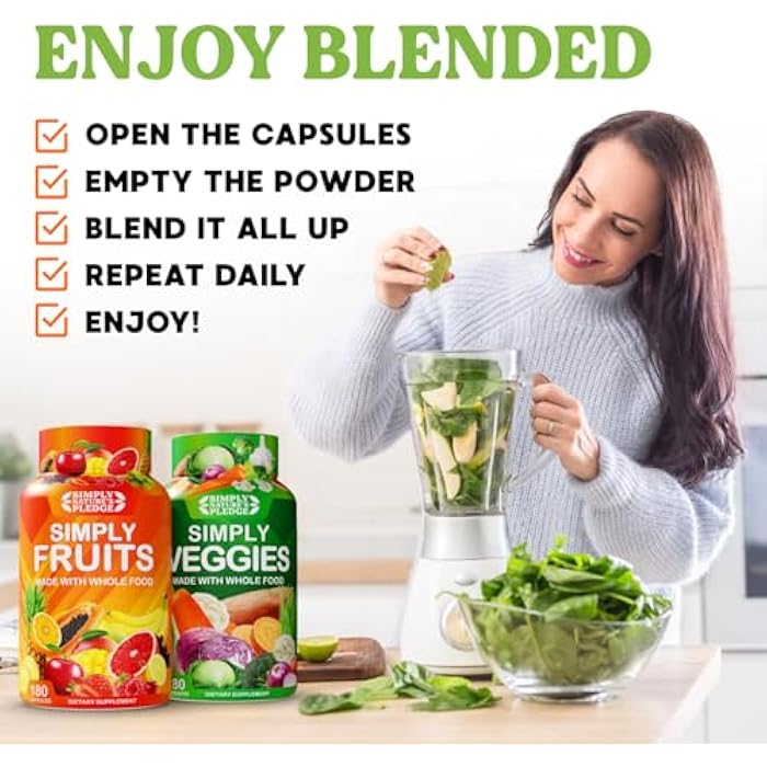Simply Nature's Pledge -Packed with 42 Different Fruits & Vegetables - Made with Whole Food Superfoods - with Aloe Vera – 100% Soy Free -2 Month Supply- 180 Count (Pack of 2) - Image 4