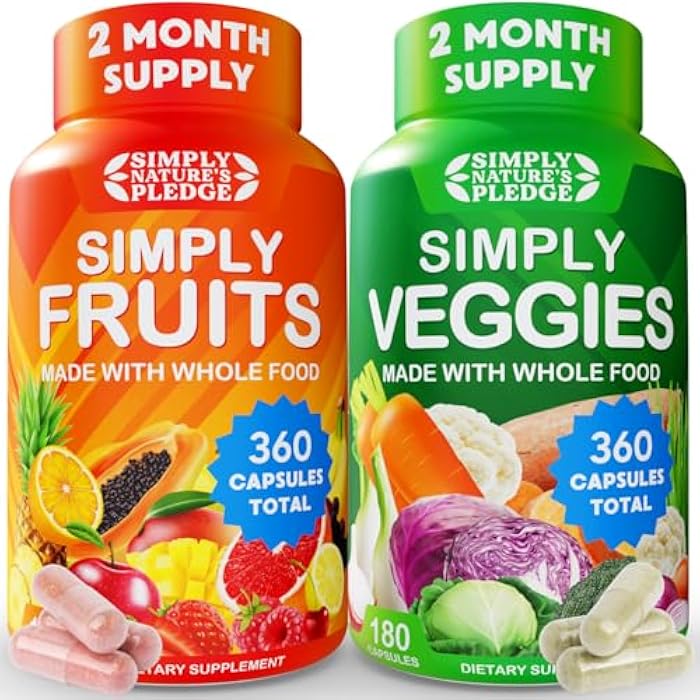 Simply Nature's Pledge -Packed with 42 Different Fruits & Vegetables - Made with Whole Food Superfoods - with Aloe Vera – 100% Soy Free -2 Month Supply- 180 Count (Pack of 2) - Image 1