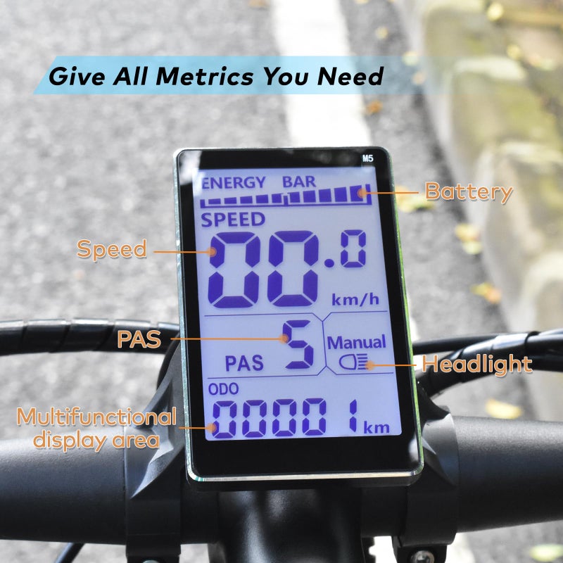 Mcezdy Ebike Display M5, UART No. 2 Protocol, 24V-60V Aluminum Alloy Frame Cycling Computer, Ebike LCD Display to Enrich Cycling Journey(M5-5-Pin) - Image 3