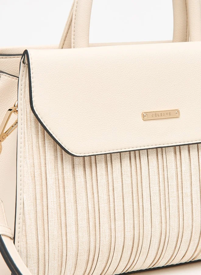 Celeste Women's Pleated Satchel Bag with Top Handle and Detachable Strap