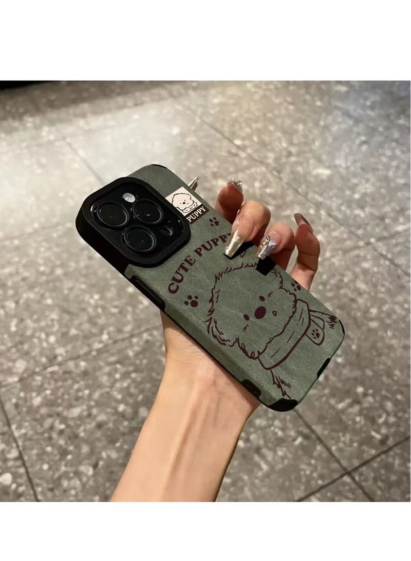 NIBEMINENT Scarf Puppy Protective TPU Case Cover For IPhone 14 Pro Max, Green