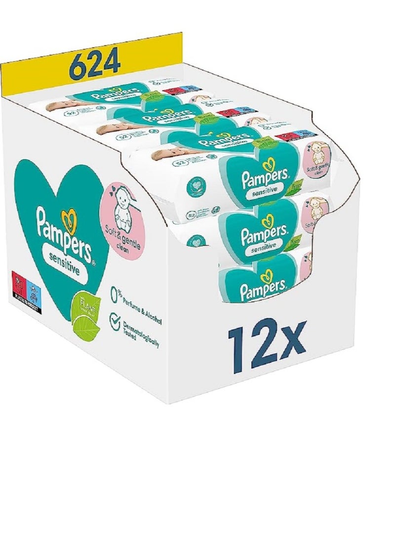 Pampers Sensitive Baby (12 x 52) Wipes (Germany) - Image 1