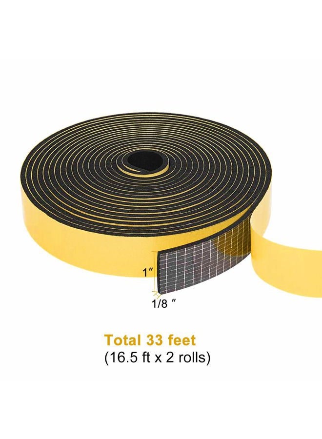 TORRAMI Door Seal 1 inch W x 1/8 inch T x 16.5 Ft Length, Foam Soundproofing Insulation Weather Stripping Gasket (Total 33 Ft Length, 2 Rolls of 16.5 Ft Each) - Image 2