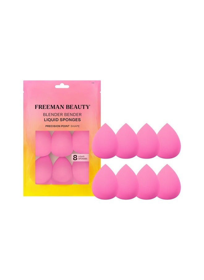 Freeman - Blender Bender Makeup Sponge 8 Count Set, For Liquid & Cream Foundation, Precision Makeup Blending Sponges, For Natural, Buildable Coverage, Vegan, Cruelty-Free, & Latex-Free, Pink Sponge - Image 1