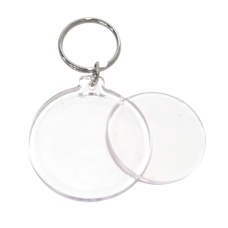 Craft Making Shop Easy-to-Use Snap in Photo Keychains Round, Clear Acrylic 7.9cm x 4.5cm or 1.7 Inch for Gifts - Image 2