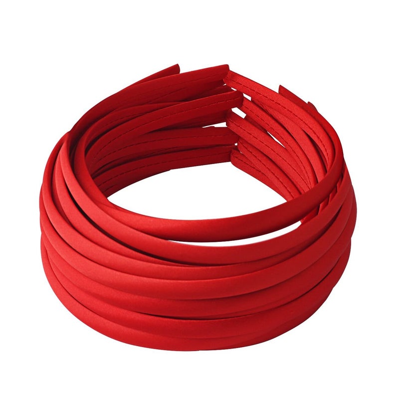 Candygirl Girls DIY Satin Covered Headbands for Women Thin Plastic Red Head Bands for crafts Valentines Christmas Gift
