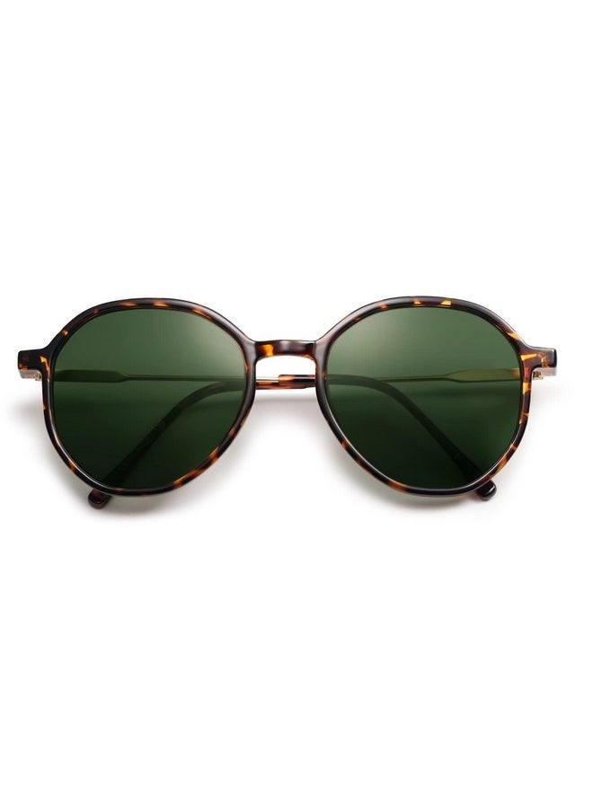 Sojos Fashion Hexagon Round Sunglasses For Women Tortoise Frame Dark Green Lens Uv400 Protection Antiglare Stylish Accessory  - Image 1