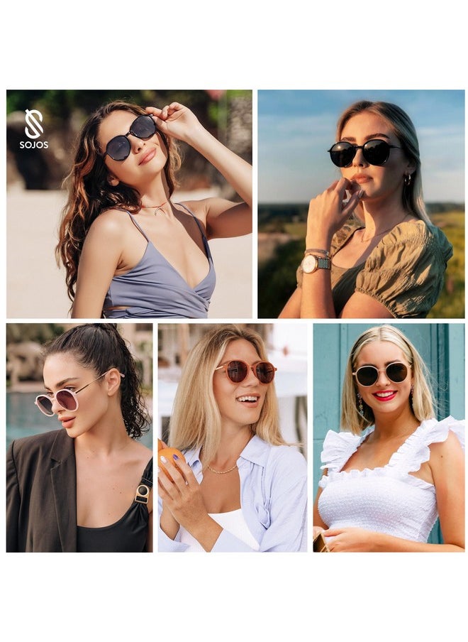 Sojos Fashion Hexagon Round Sunglasses For Women Tortoise Frame Dark Green Lens Uv400 Protection Antiglare Stylish Accessory  - Image 2