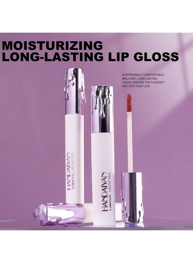 Handaiyan Moisturizing Long-Lasting Lip Gloss|Non-Stick Quick-Dry Lip Gloss|Lip Stain Waterproof Lip Makeup (01, compact) - Image 3