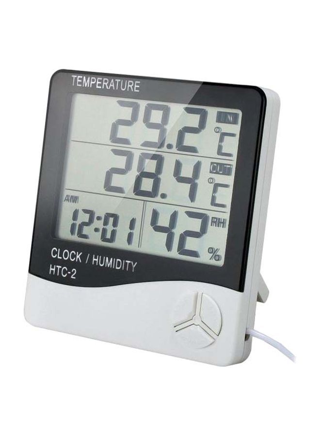 NIBEMINENT Digital Hygrometer With Alarm Clock White/Black
