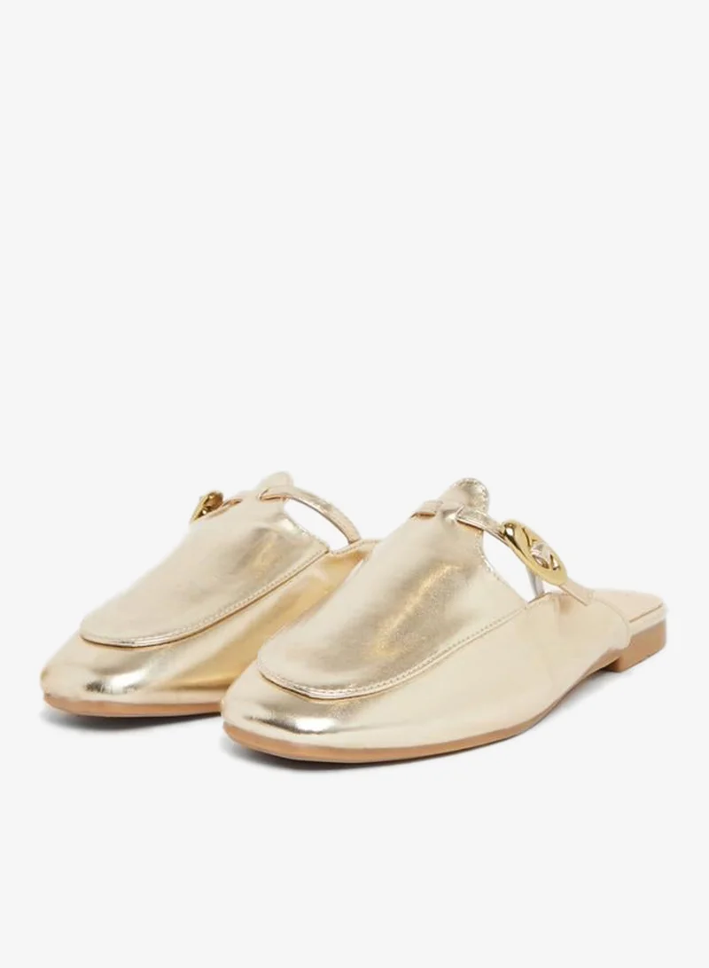 Styli Women Gold Metallic Flat Mules