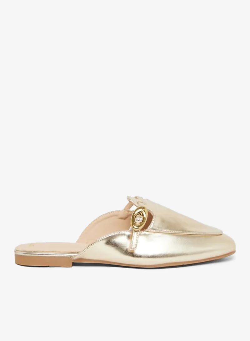 Styli Women Gold Metallic Flat Mules