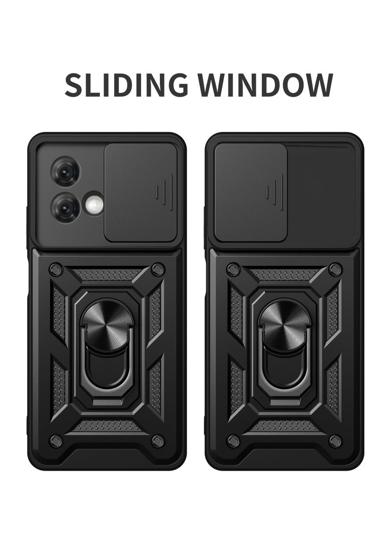 Motorola Moto G84 5G Mobile Phone Case Cover, Slide Camera Lens Cover + 360°Rotating Kickstand Ring + Bumper Shockproof Phone Case - Image 2