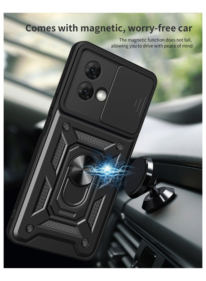 Motorola Moto G84 5G Mobile Phone Case Cover, Slide Camera Lens Cover + 360°Rotating Kickstand Ring + Bumper Shockproof Phone Case - Image 5