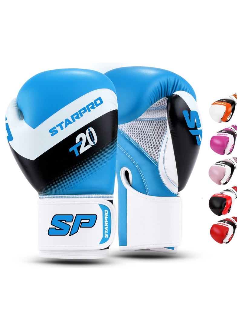 Starpro - Junior T-20 Boxing Gloves | Blue Pink And White | For Youth Training And Sparring In Boxing Kickboxing Fitness And Boxercise | Kids 4Oz 6Oz - Image 1