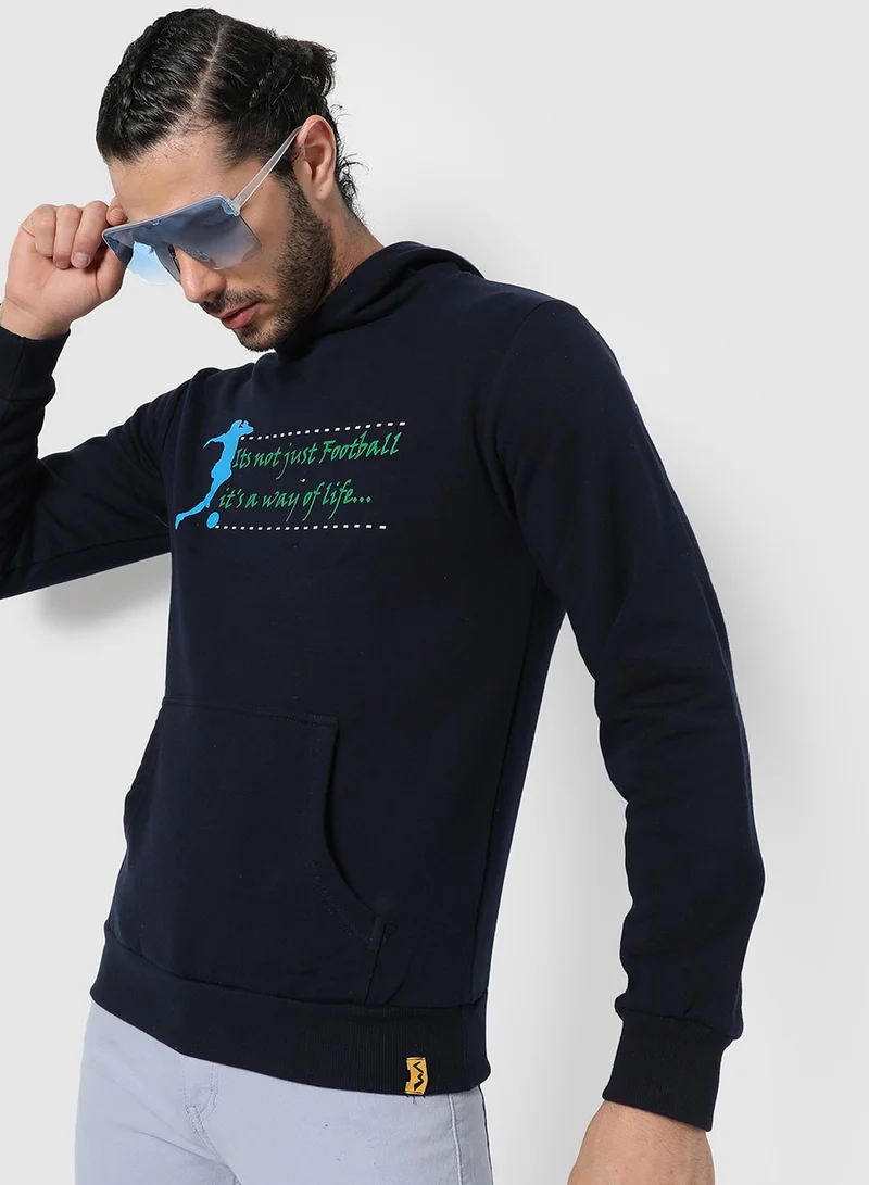 كامبوس سوترا هودي كرة قدم رجالي أزرق بجيوب كنغر للاستخدام اليومي