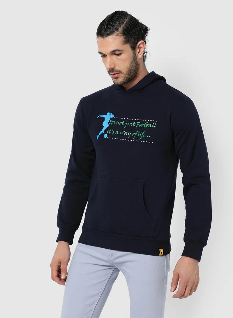 كامبوس سوترا هودي كرة قدم رجالي أزرق بجيوب كنغر للاستخدام اليومي