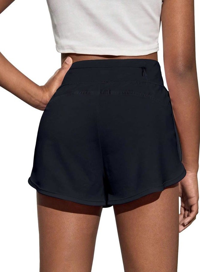 OEBLD Girls Athletic Shorts with Zipper Pockets 2 in 1 Kid Workout Running Volleyball Soccer Shorts with Liner Black - Image 4