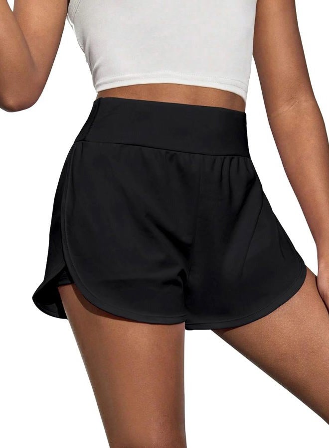 OEBLD Girls Athletic Shorts with Zipper Pockets 2 in 1 Kid Workout Running Volleyball Soccer Shorts with Liner Black - Image 2