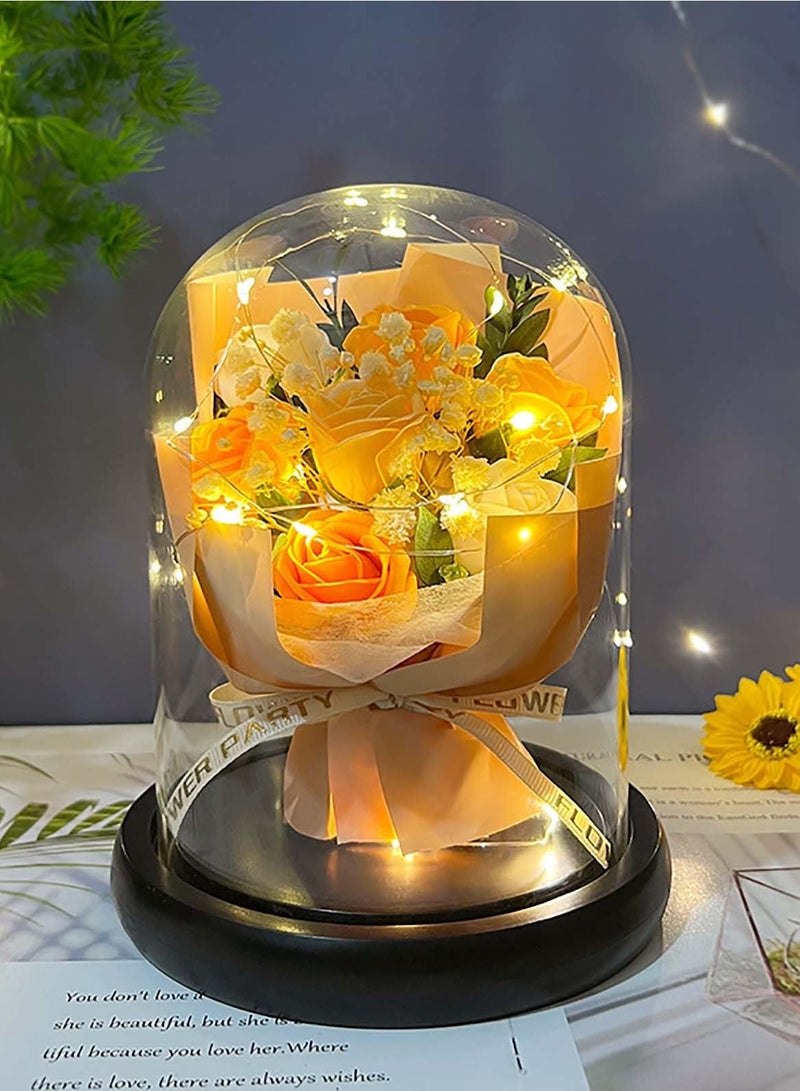 Barakah Rose Flower Gift, Roses Gifts for Women Forever Eternal Rose in Glass Dome LED Light Up Rose Light, Everlasting Romantic for Her, Mothers Valentines Day Birthday Gifts for Her Mom Grandma Wife - Image 1