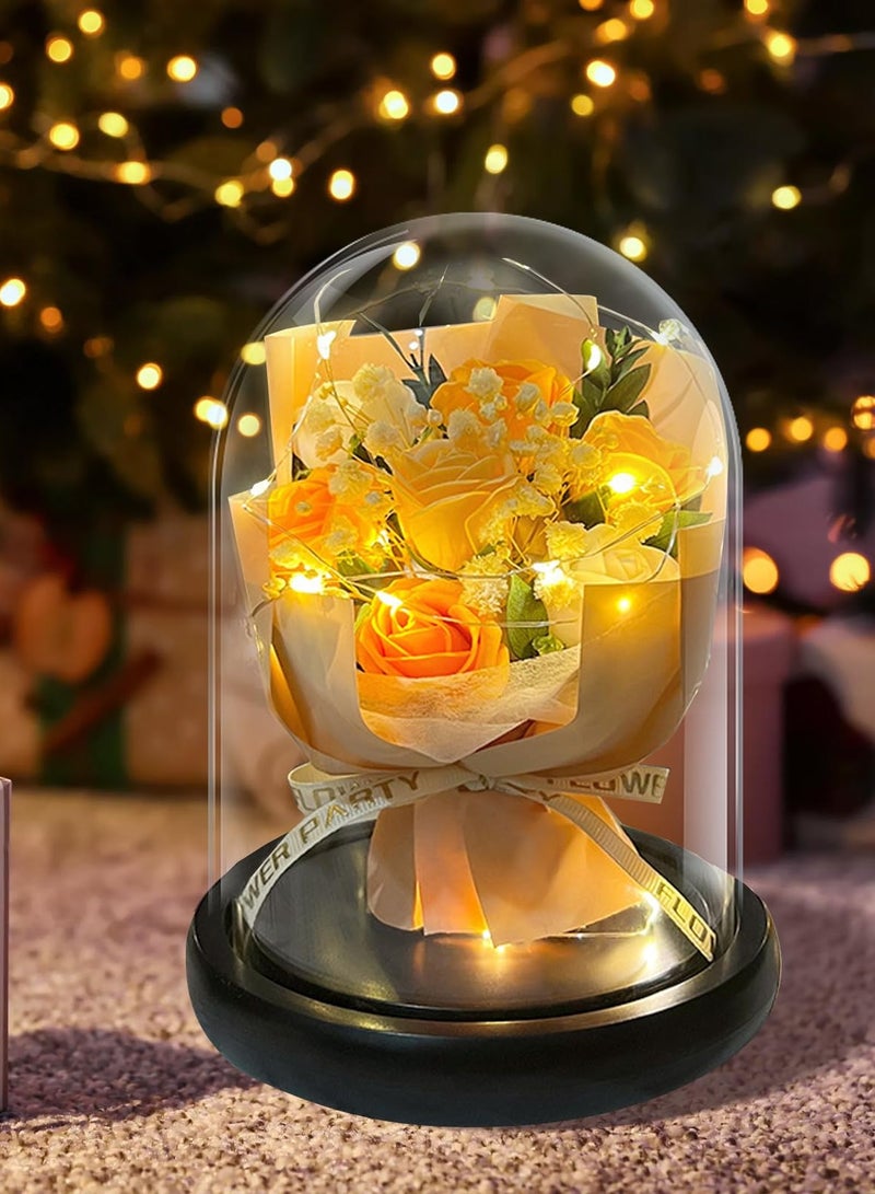 Barakah Rose Flower Gift, Roses Gifts for Women Forever Eternal Rose in Glass Dome LED Light Up Rose Light, Everlasting Romantic for Her, Mothers Valentines Day Birthday Gifts for Her Mom Grandma Wife - Image 3