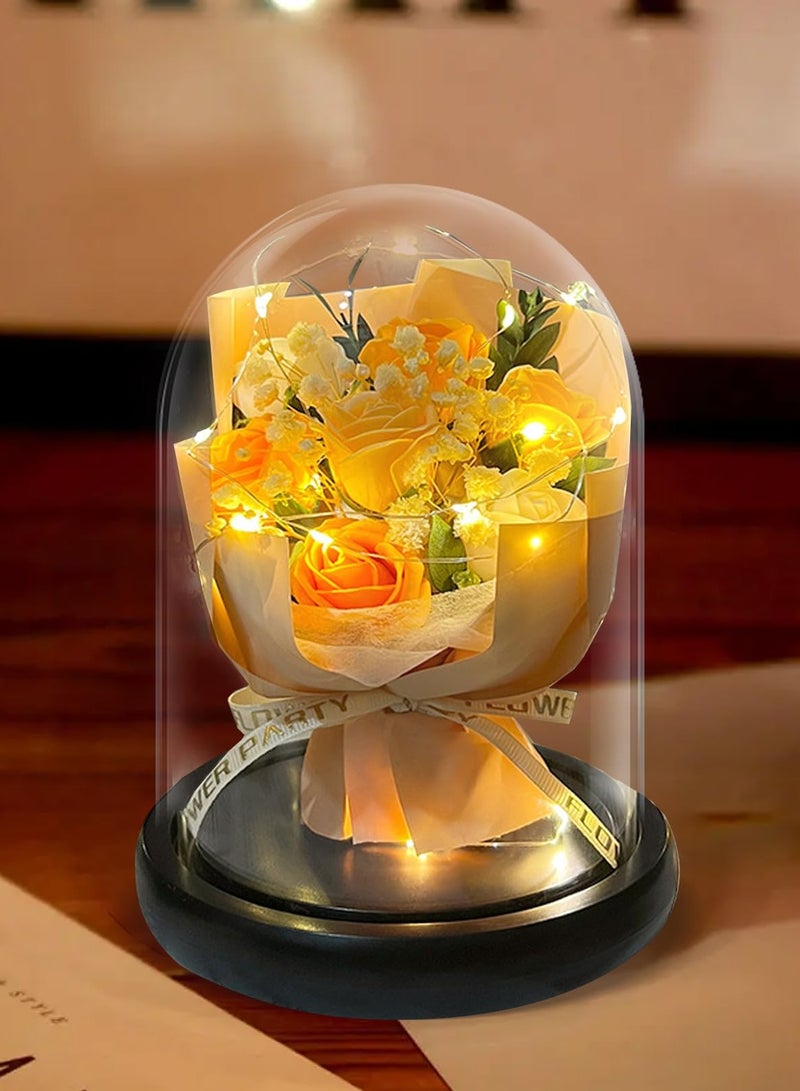Barakah Rose Flower Gift, Roses Gifts for Women Forever Eternal Rose in Glass Dome LED Light Up Rose Light, Everlasting Romantic for Her, Mothers Valentines Day Birthday Gifts for Her Mom Grandma Wife - Image 2