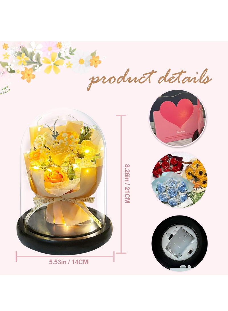 Barakah Rose Flower Gift, Roses Gifts for Women Forever Eternal Rose in Glass Dome LED Light Up Rose Light, Everlasting Romantic for Her, Mothers Valentines Day Birthday Gifts for Her Mom Grandma Wife - Image 4