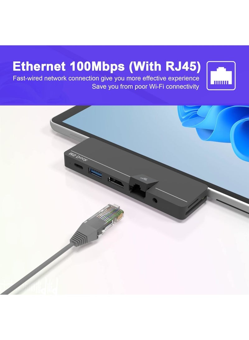 SOLARAE محطة إرساء USB C مع 8 منافذ - 8 في 2 [100 واط Thunderbolt 4 + 4K HDMI + USB3.0 + USB-C 3.0 + 100M LAN + صوت + SD + فتحة TF] محول متعدد المنافذ لجهاز Surface Pro 9/Pro 8/Pro X - Image 5