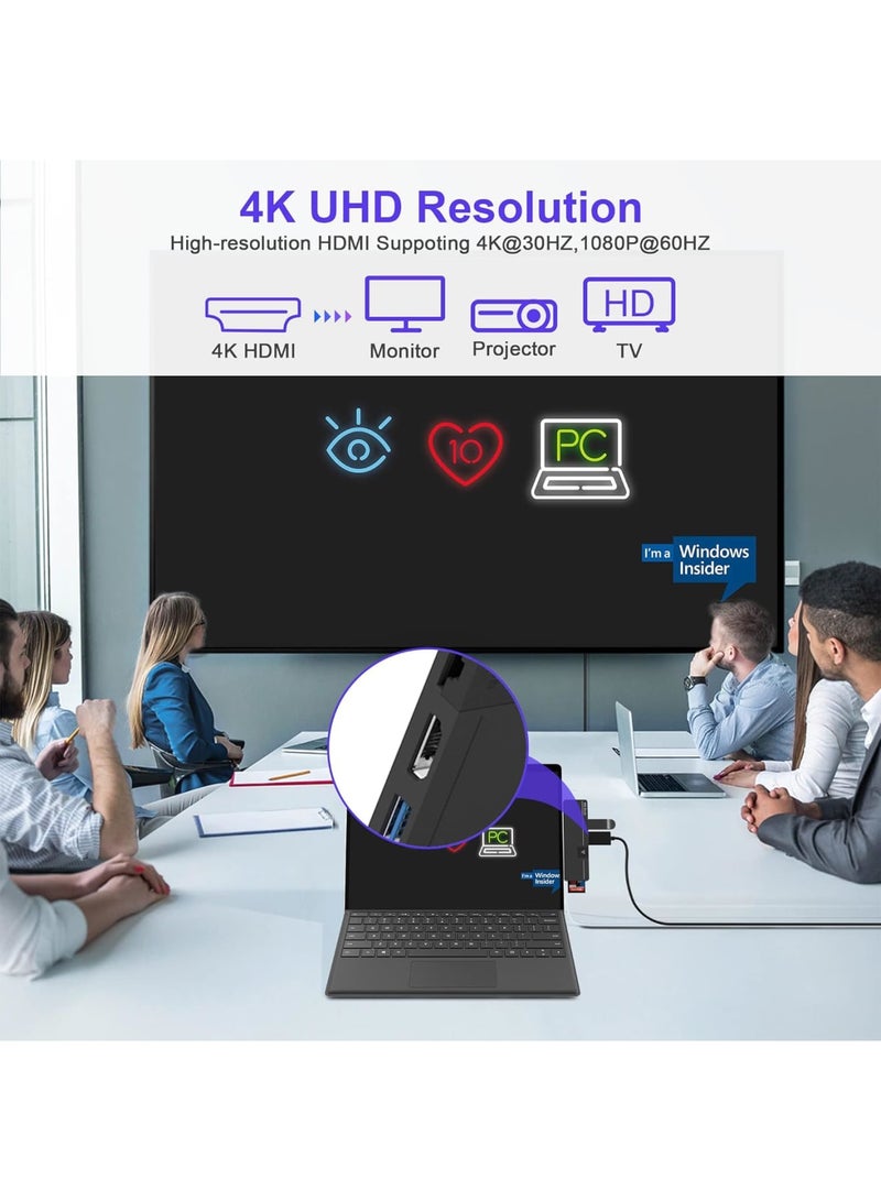 SOLARAE محطة إرساء USB C مع 8 منافذ - 8 في 2 [100 واط Thunderbolt 4 + 4K HDMI + USB3.0 + USB-C 3.0 + 100M LAN + صوت + SD + فتحة TF] محول متعدد المنافذ لجهاز Surface Pro 9/Pro 8/Pro X - Image 3