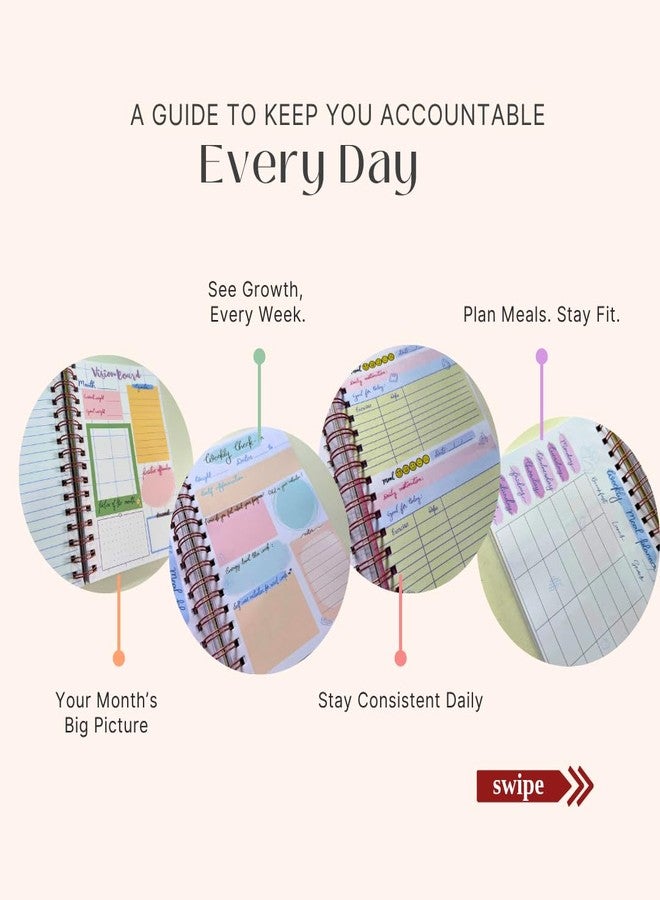 Bop Canvases دفتر بوب كانفاس للياقة البدنية، سجل تمارين لمدة 6 أشهر مع مخطط يومي، ومتتبع للعادات، ومتتبع للنظام الغذائي والتقدم | مقاس A5، غلاف حلزوني، 170 صفحة (رفع الأثقال) - Image 5