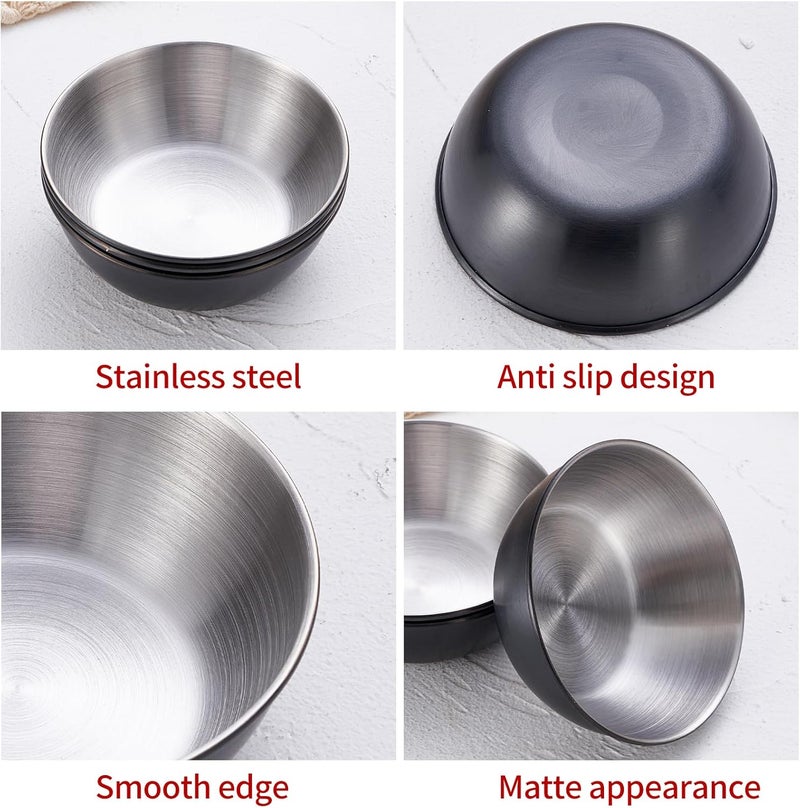 Onlycooker 12 Piece Sauce Cup Condiment Cups 32 Inch 3 Oz Black Stainless Steel Sauce Dish Dipping Bowl Small Seasoning Round Side Dish Bowls Plate for Appetizer Pinch Soy Sushi - Image 5