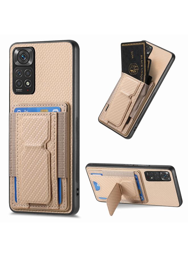 جرين تايجر جراب هاتف من ألياف الكربون قابل للطي ومرن مع حامل للبطاقات لهاتف Xiaomi Redmi Note 11S (كاكي)