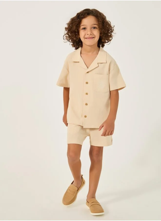 ستايلي Styli Buttoned Notch Collar Shirt and Shorts Set