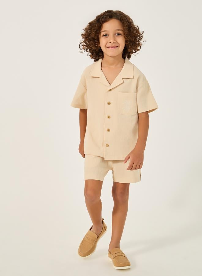 Styli Styli Buttoned Notch Collar Shirt and Shorts Set  - Image 1