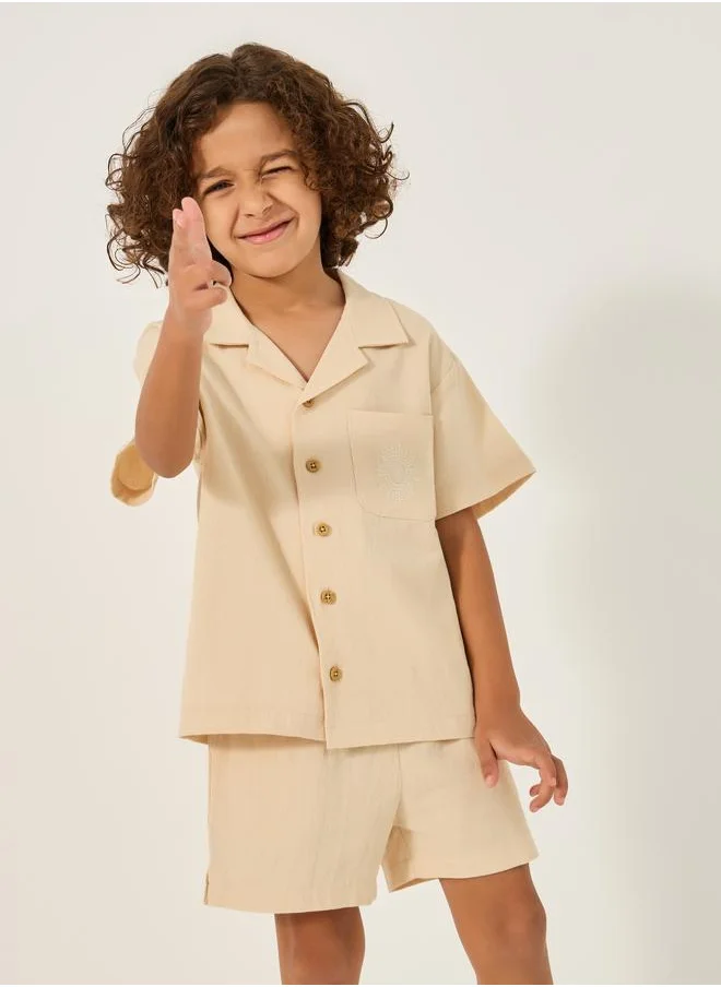ستايلي Styli Buttoned Notch Collar Shirt and Shorts Set