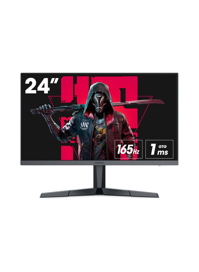 KOORUI Monitor Gaming, 24 Inch Computer Screen HDMI, 165Hz, 1080p, 1ms, IPS, FreeSync, Compatible G-sync, Tilt Adjustable, Eye Care, VESA Wall Mountable (FHD 1920x1080, DisplayPort) Black - Image 1