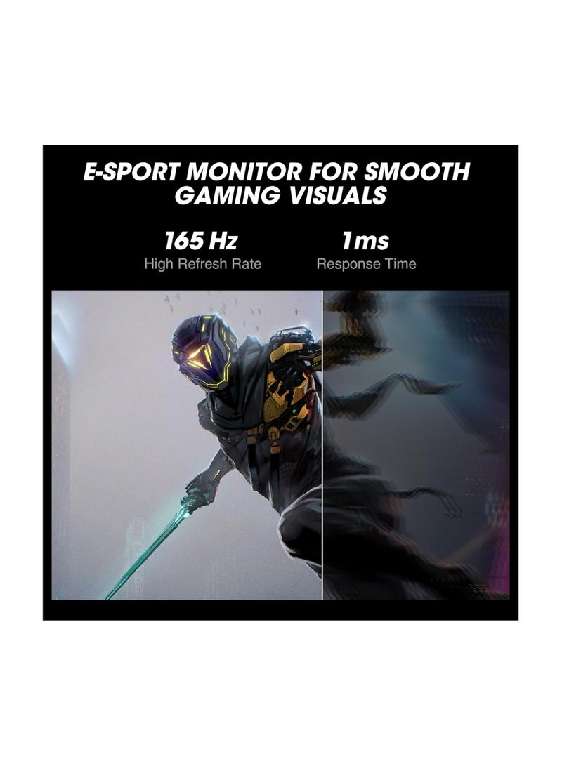 KOORUI Monitor Gaming, 24 Inch Computer Screen HDMI, 165Hz, 1080p, 1ms, IPS, FreeSync, Compatible G-sync, Tilt Adjustable, Eye Care, VESA Wall Mountable (FHD 1920x1080, DisplayPort) Black - Image 3