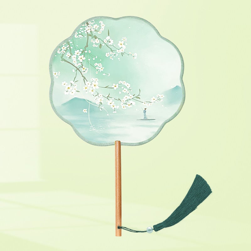 Semi-Transparent Round Fan Ancient Look Spring Decline (Eight Silk) 