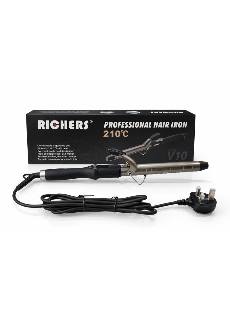 RICHERS Professional Hair Iron V10, 210°C Ceramic Coating, 2 Meter Cable