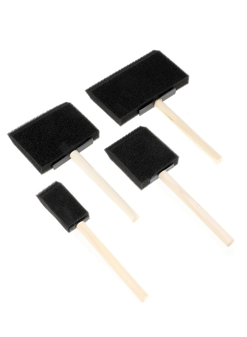 Oasisgalore 4 Pcs Sponge Foam Paint Brush Set with Wooden Handles, 4 Sizes for DIY Crafts  - Image 1