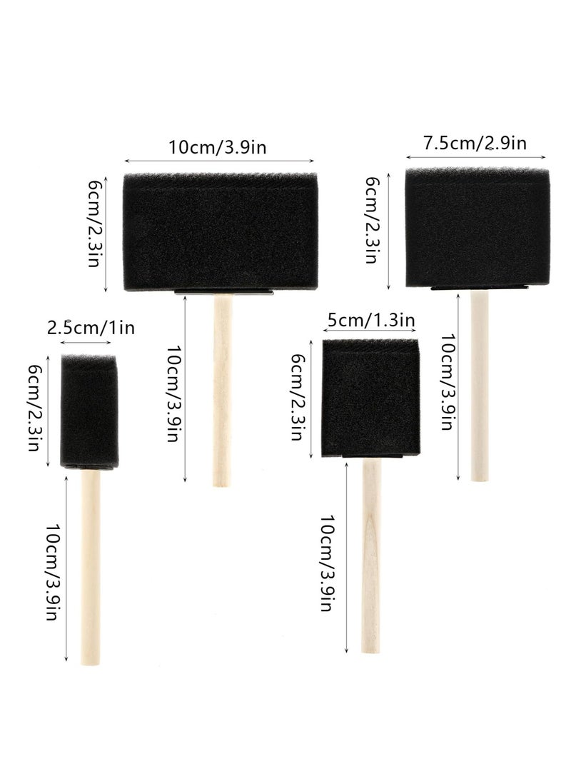 Oasisgalore 4 Pcs Sponge Foam Paint Brush Set with Wooden Handles, 4 Sizes for DIY Crafts  - Image 2