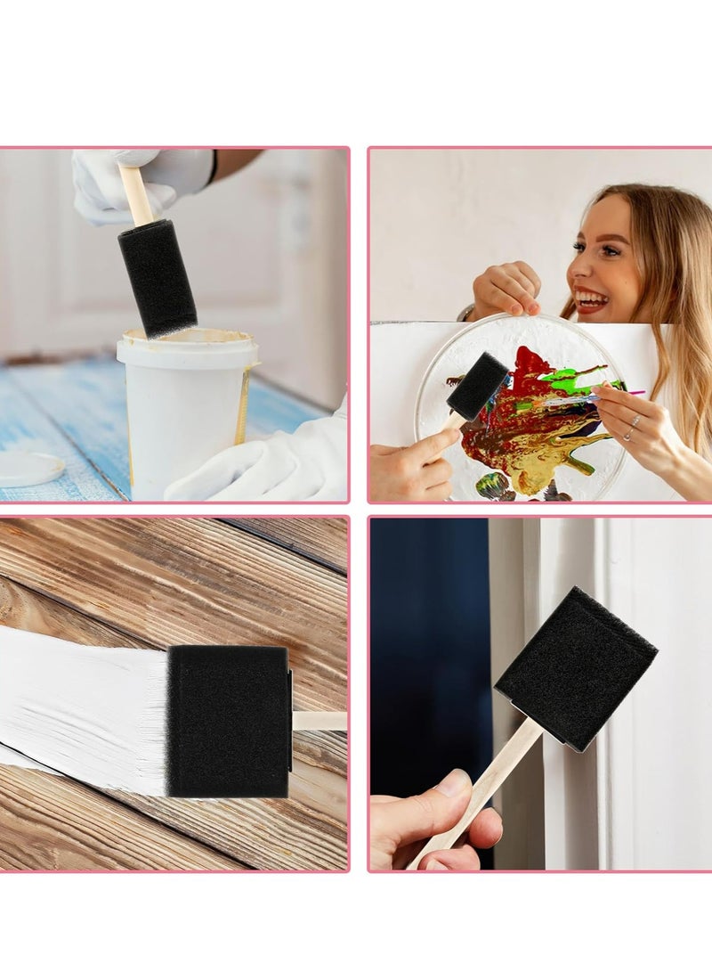 Oasisgalore 4 Pcs Sponge Foam Paint Brush Set with Wooden Handles, 4 Sizes for DIY Crafts  - Image 4