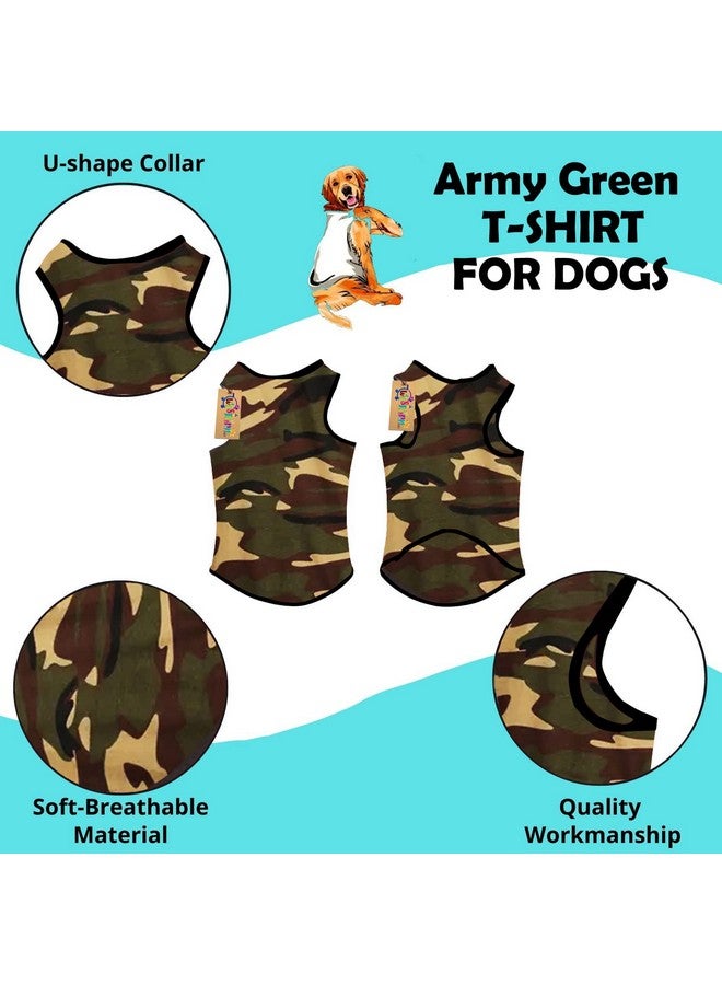 Western Era Summer Dog/Puppy Adorable Sleeveless Cotton T-Shirt - Fashionable & Breathable Apparel For Your Pet (Army Green) (Xxxlarge-30Inch) - Image 2