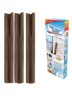 Twin Draft Door Guard Noise Sound Light Blocker for Doors and Windows Brown 3Pc