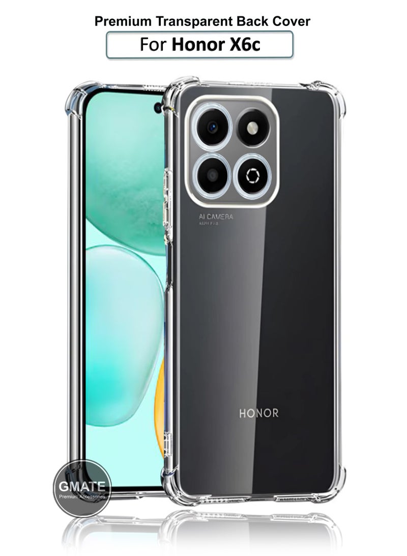 GMATE Honor X6c - Ultra Clear Flexible Shockproof Silicone  Back Cover With Raised Edge Bumps Protection - Transparent - Image 1
